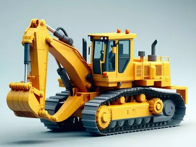 Realistic Excavator 3D Model Low-poly 3D model by Polygonia
