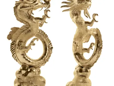 Chinese Dragon Statue with various finishes 3D model