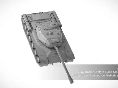 Low Poly IS2 Heavy Tank 7K Tris  UV Unwrapped Game Ready Low-poly 3D model