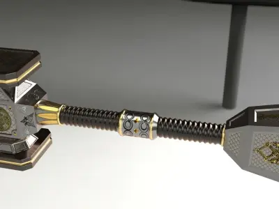 War Hammer or Blacksmith fantasy medieval game ready  Low-poly 3D model