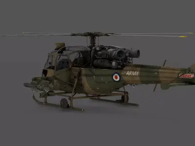 Westlan Scout AH1 3D Model British Helicopter Naval Low-poly 3D model