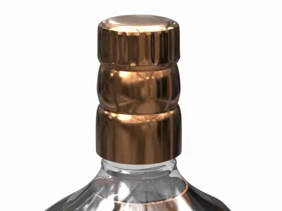 Amber Liquor Bottle No Label with Metallic Copper Cap 3D model