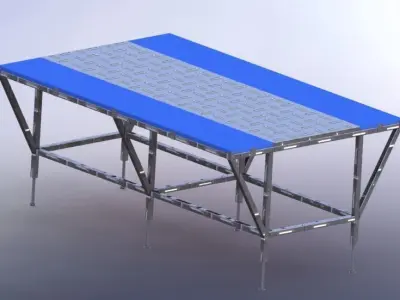 Stainless Steel Industrial Kitchen Table 3D model