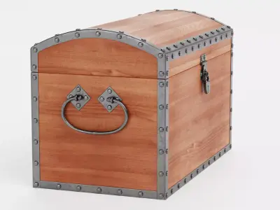 Chest - Vintage Wooden Treasure Trunk Rigged 3D model