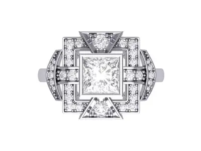 Princess  ArtDeco Ring 3D print model