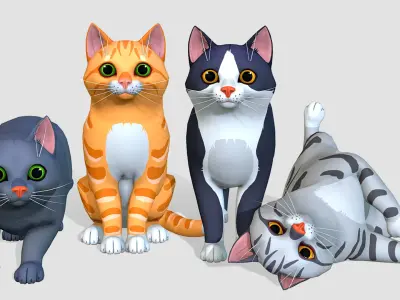 Cartoon Cats pack 3D model