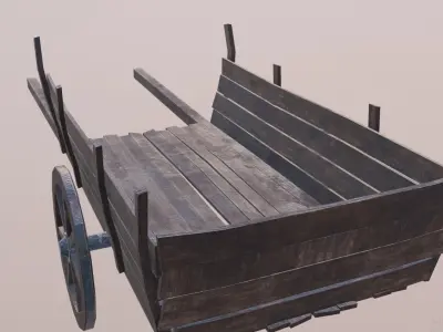 medieval cart with pbr textures Low-poly 3D model