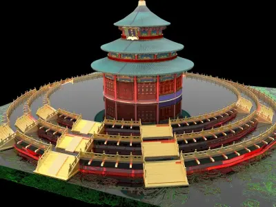 Chinese temple 3D model purchase