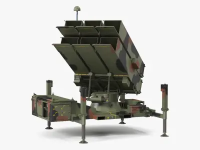 NASAMS Missile System Camouflage Ready to Attack 3D model