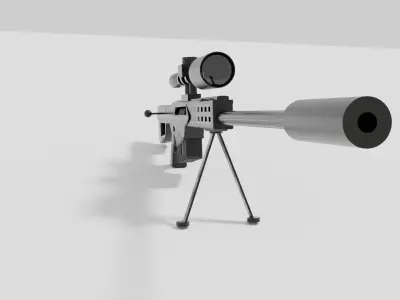 Sniper rifle 50BMG Free low-poly 3D model