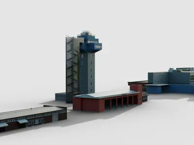 Airport Terminal Save Ballesteros - Santander Low-poly 3D model