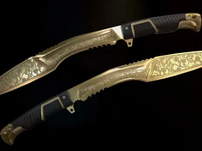 Golden Kukri Low-poly 3D model