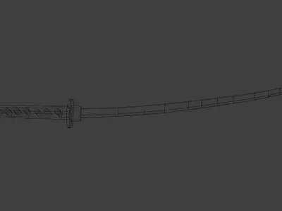 Katana samurai sword Low-poly 3D model