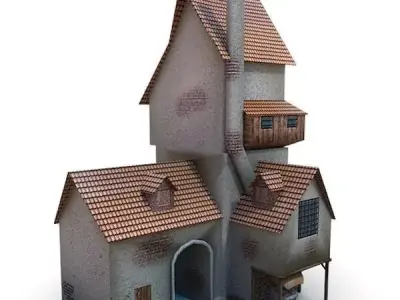 Medieval Building 27 Old Blacksmith House Low-poly 3D model