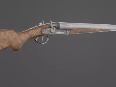 Shot Gun low poly wit texture Low-poly 3D model