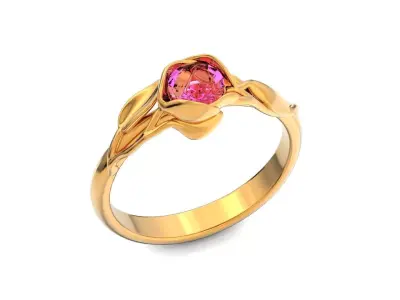 vintage Leaves flower Engagement Ring 1060 3D print model