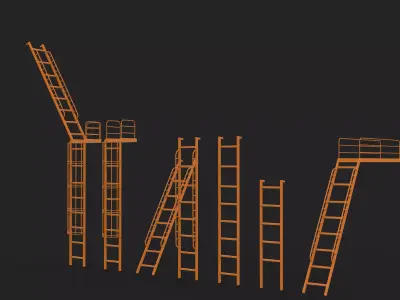 Antique Ladder 02 3D model