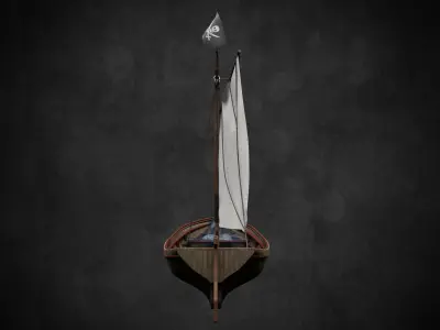 Pirate Boat no textures Low-poly 3D model