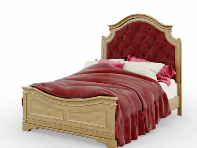 Realyn Chipped Two Tone Queen Upholstered Panel Bed 3D model