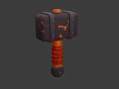 Fantasy Hammer Game Ready Low Poly 3D Model Low-poly 3D model