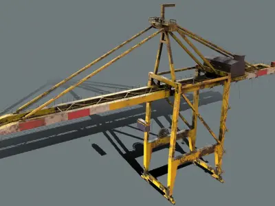 PBR Quayside Container Crane Version 1 - Yellow Red Low-poly 3D model