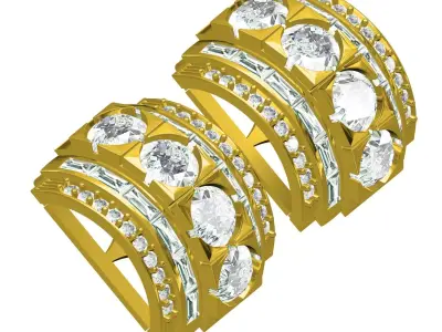 Antique Art Deco Diamond Earring 3D print model