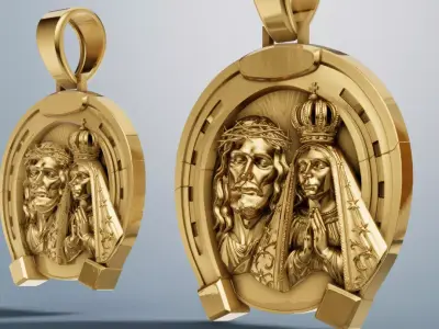  Religious with Virgin Mary and Face of Christ Model for Jewelry 3D print model