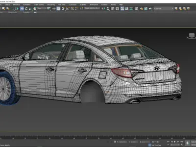 Hyundai Sonata 2016 -2017 with engine and bumpers support  Free low-poly 3D model