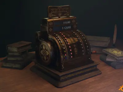 Old Antique Cash Register Low-poly 3D model