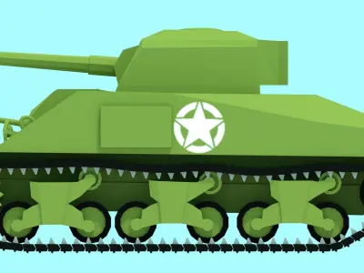 M4 Sherman Tank Low-poly 3D Model for mobile game and VR  Low-poly 3D model