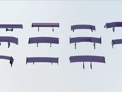 Low Poly Spoilers design of futuristic car Low-poly 3D model