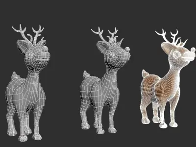 Cartoon Reindeer Low-poly 3D model