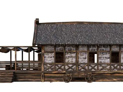 Old Medieval Building House 4K Textures GameReady 62 Low-poly 3D model