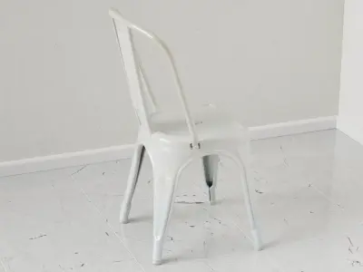 Modern Industrial White Metal Dining Chair 3D model