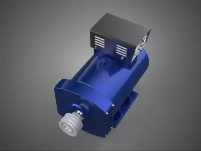 BLUE ELECTRICAL GENERATOR MOTOR ALTERNATOR DYNAMO SHEAVE 3 TRACK 3D model
