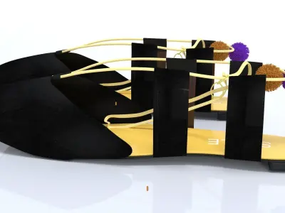 ladies shoes black velvet flats model 3D model