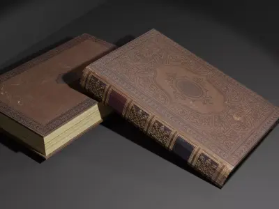 Book Set textured Low-poly 3D model