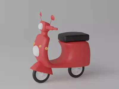 Cartoon Scooter Motorcycle 3D model