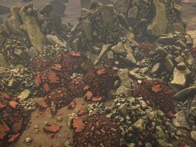 Stone debris Low-poly 3D model