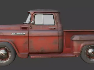 Vintage Rusty Pickup Truck 3D Model 3D model 7