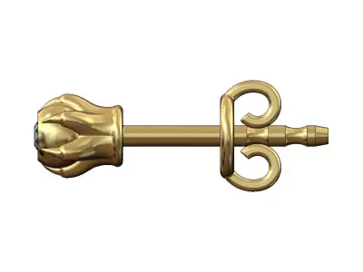 Diamond claw bead vintage stud earring 3D print model