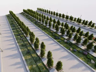 park-public bolvar-Private Landscape 3D model