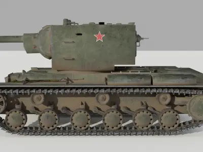 KV 2 WW2 Soviet Heavy Tank Low-poly 3D model