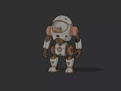 Fantasy Robot Low-poly 3D model