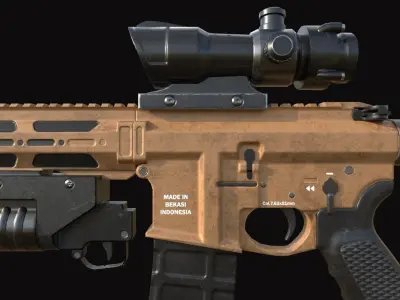 Komodo D5 Assault Rifle with Grenade Launcher - Low Poly Low-poly 3D model