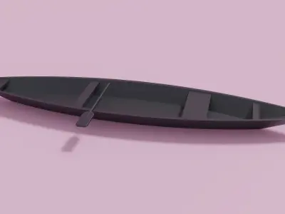 Cartoon Asian Canoe Boat Low-poly 3D model