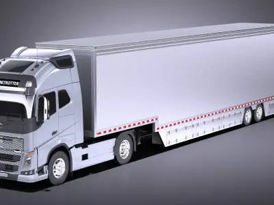 Volvo FH16 Globtrotter Trailer 2013 VRAY 3D model