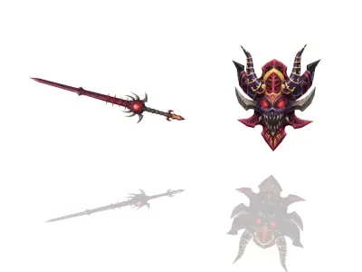 Demon - Sword and Shield Low-poly 3D model