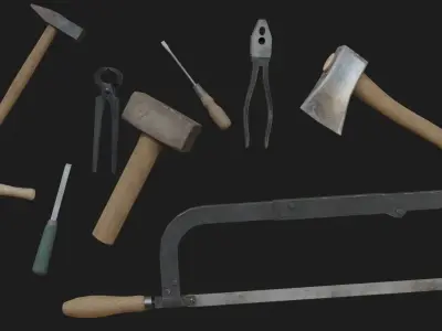 Old tools Low-poly 3D model