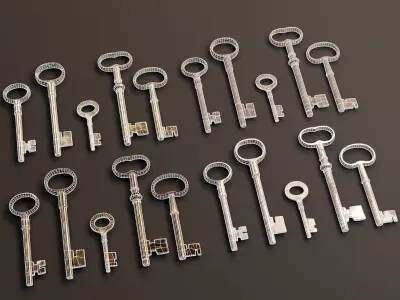 Medieval Antique Keys Set 1 Low-poly 3D model